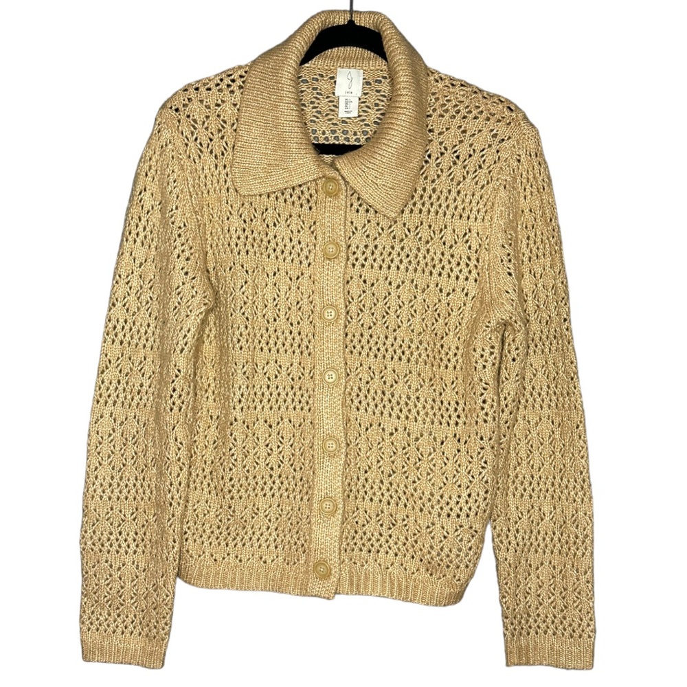 Joie Open Knit Fuzzy Soft Buttoned Cardigan Size Large